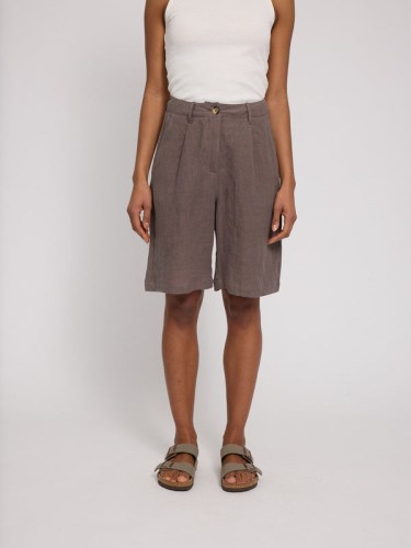 Linen Bermuda Shorts grey brown